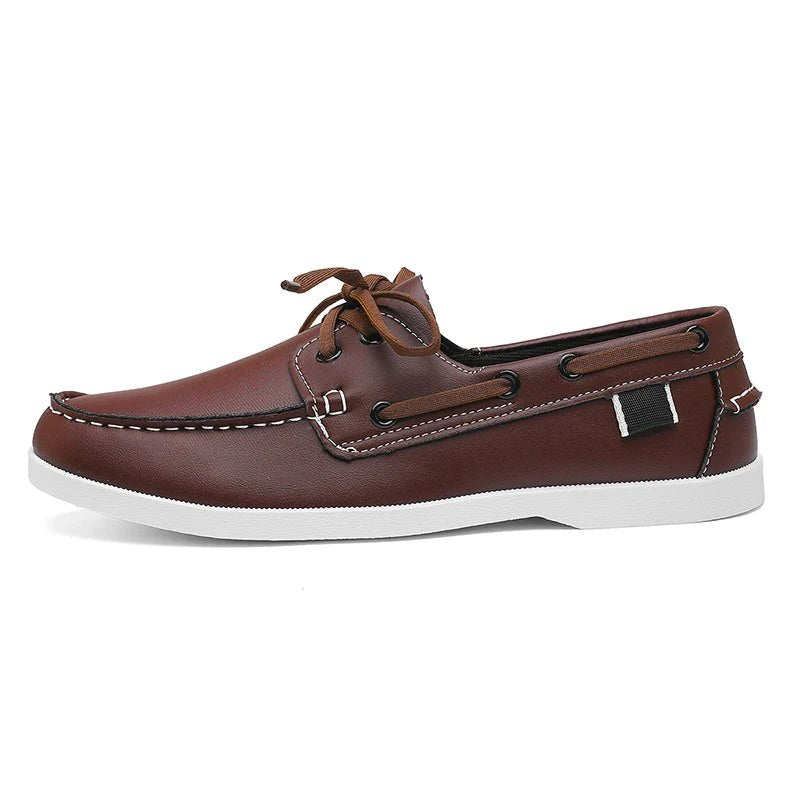 Rhodes Leather Loafer in Pearl & Charcoal