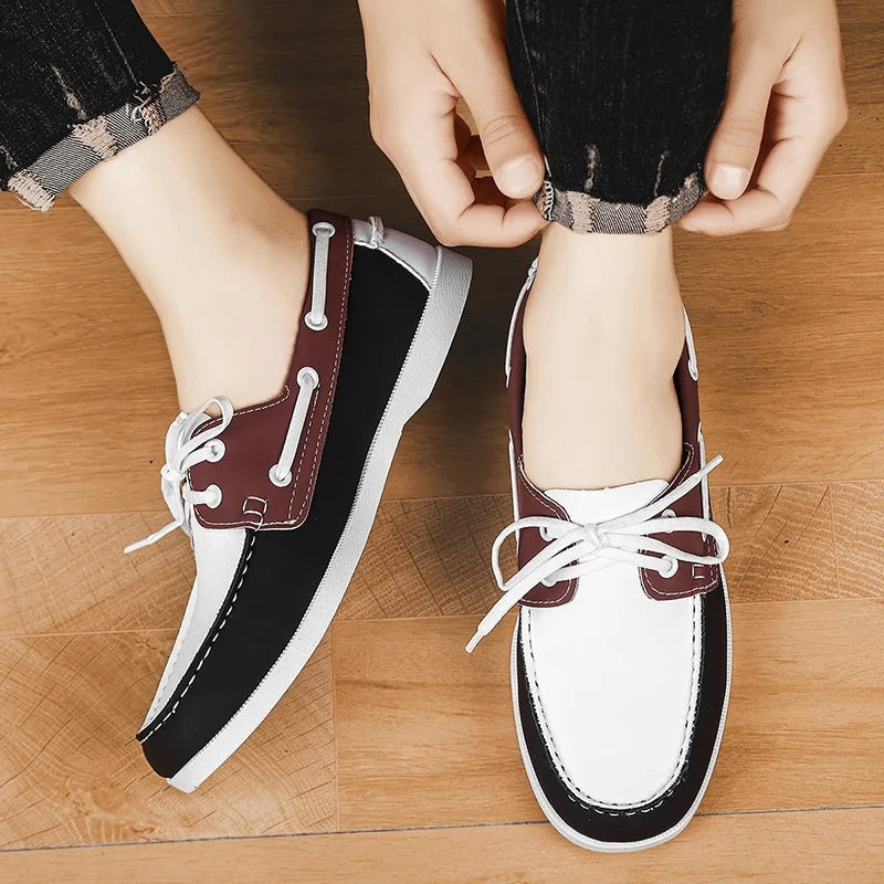 Rhodes Leather Loafer in Pearl & Charcoal
