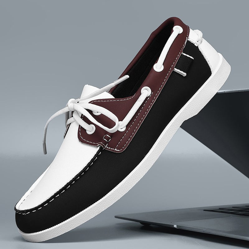 Rhodes Leather Loafer in Pearl & Charcoal