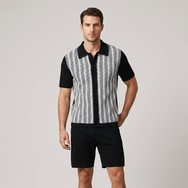Rhys Jacquard Two Piece Set in Charcoal