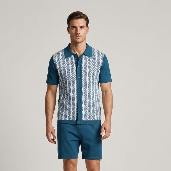 Rhys Jacquard Two Piece Set in Royal Blue