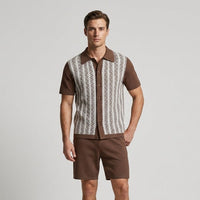 Rhys Jacquard Two Piece Set in Sienna Brown