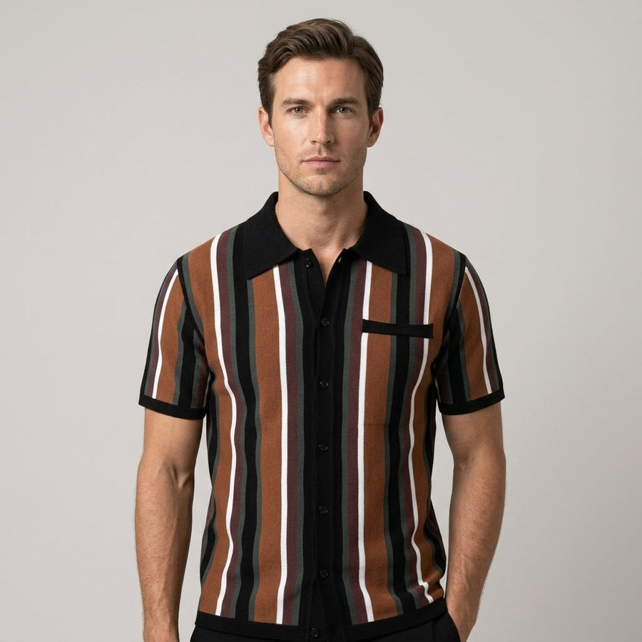 Rhys Spread Collar Shirt in Espresso