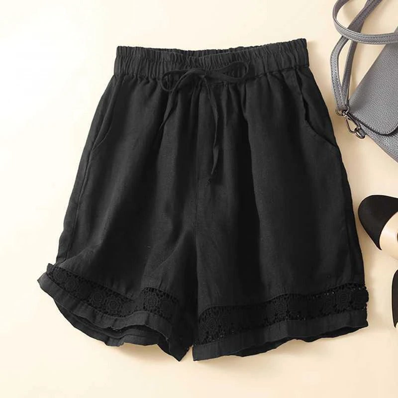 Rica™ Relaxed Embroidered Shorts in Black