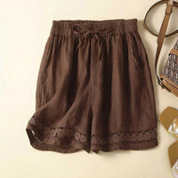 Rica™ Relaxed Embroidered Shorts in Brown