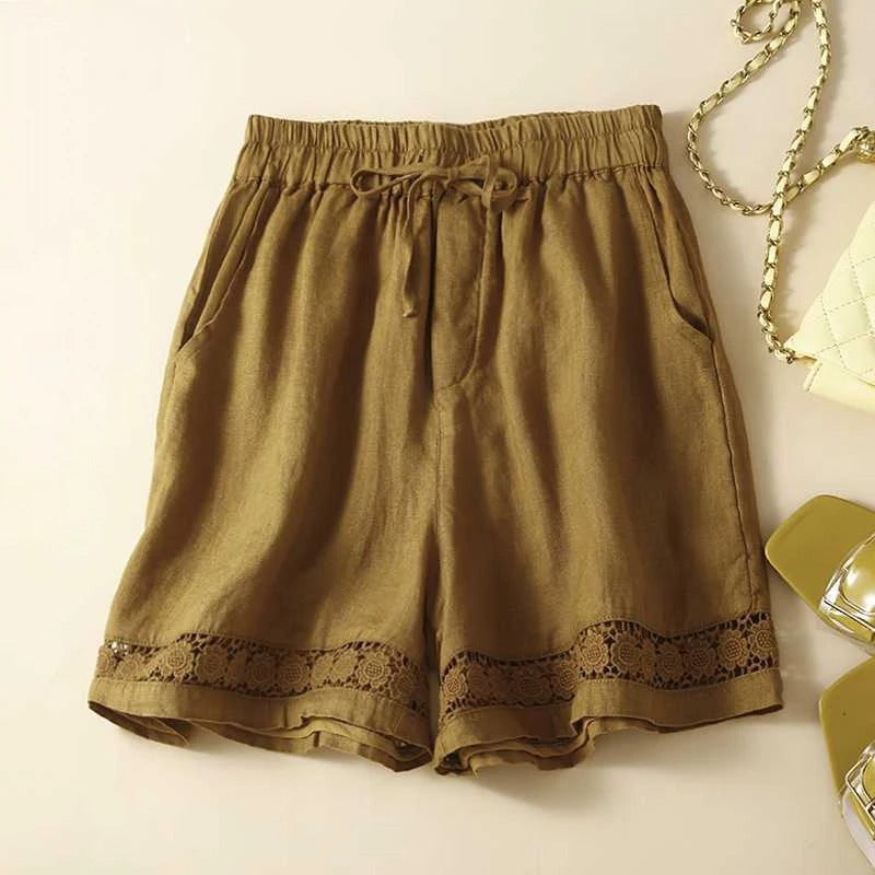 Rica™ Relaxed Embroidered Shorts in Khaki