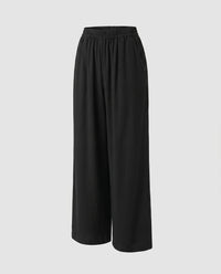 Rita Casual Linen Trousers with Elastic Waist in Black
