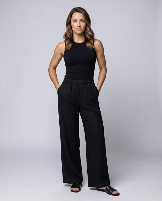Rita Casual Linen Trousers with Elastic Waist