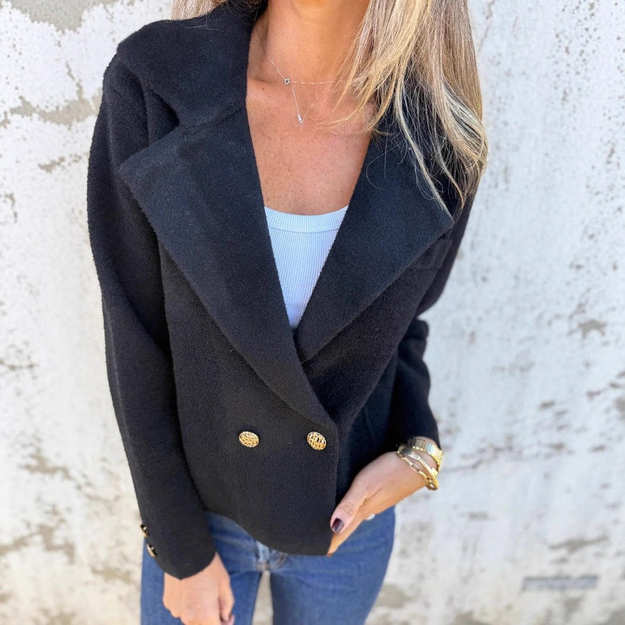 Rita Elegant Blazer with Button Front in Crimson