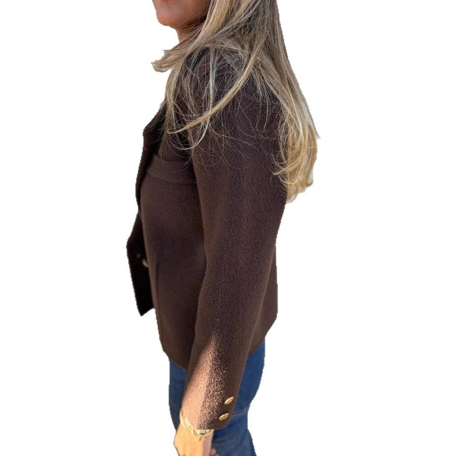 Rita Elegant Blazer with Button Front in Crimson