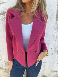 Rita Elegant Blazer with Button Front in Crimson