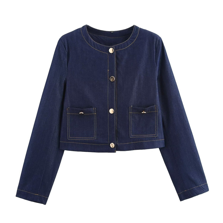 Rita Elegant Jacket with Pockets in Blue