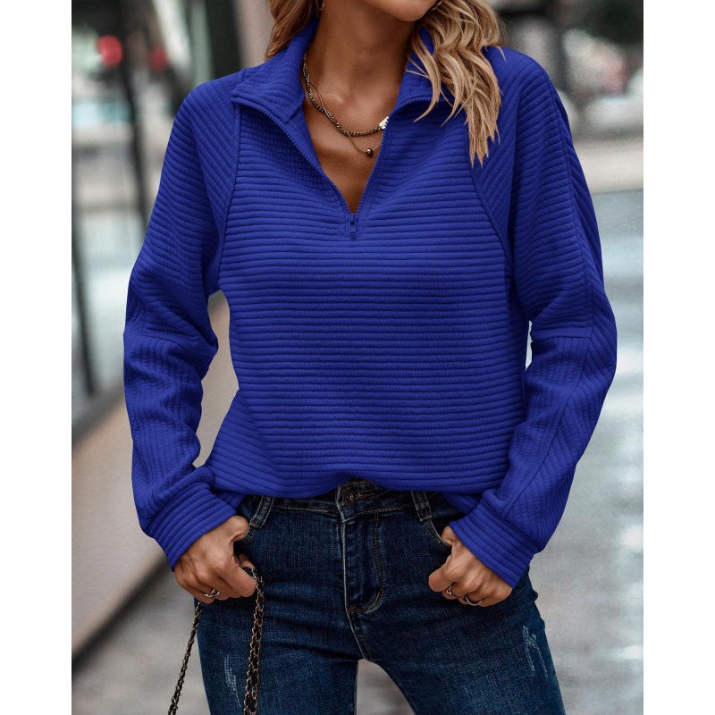 Rita Sweater with Zip Front in Blue