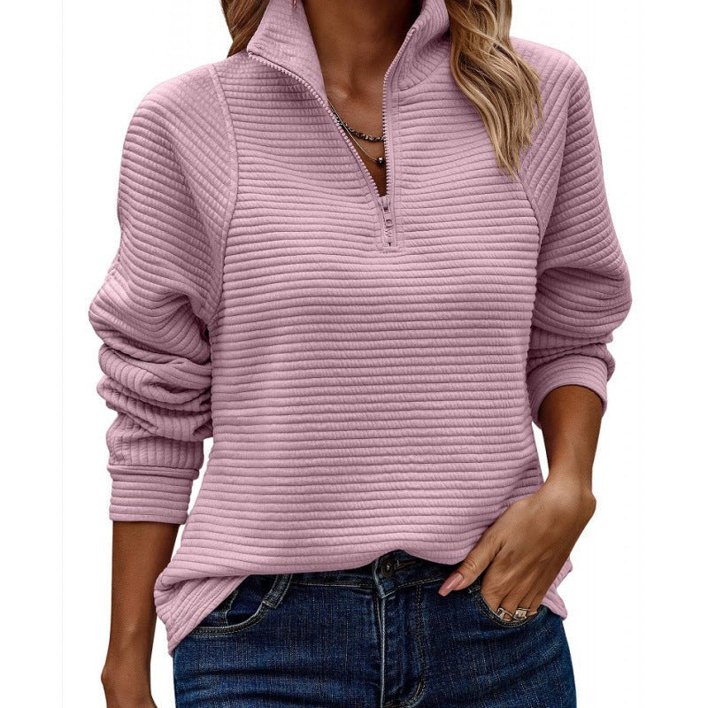 Rita Sweater with Zip Front in Pink