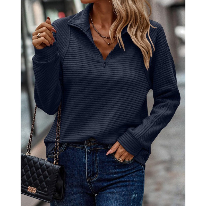 Rita Sweater with Zip Front in Royal Blue