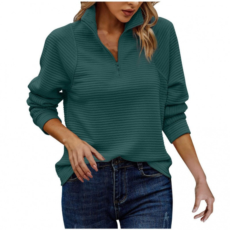 Rita Sweater with Zip Front in Tannen Green
