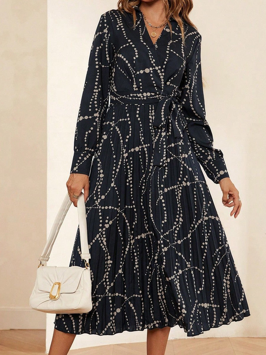 Rita Wrap Dress with Pleated in Black
