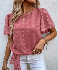 Rita™ Feminine Blouse with 3D Floral Details in Pink