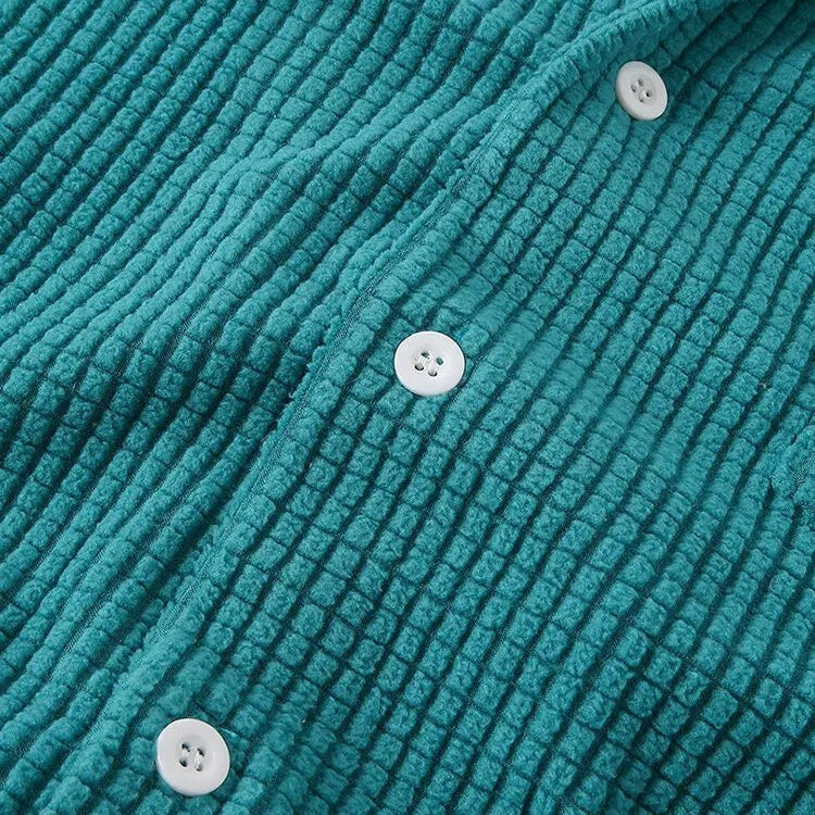 Riviera Waffle Knit Button-Up Shirt in Aqua