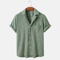 Riviera Waffle Knit Button-Up Shirt in Mint Green