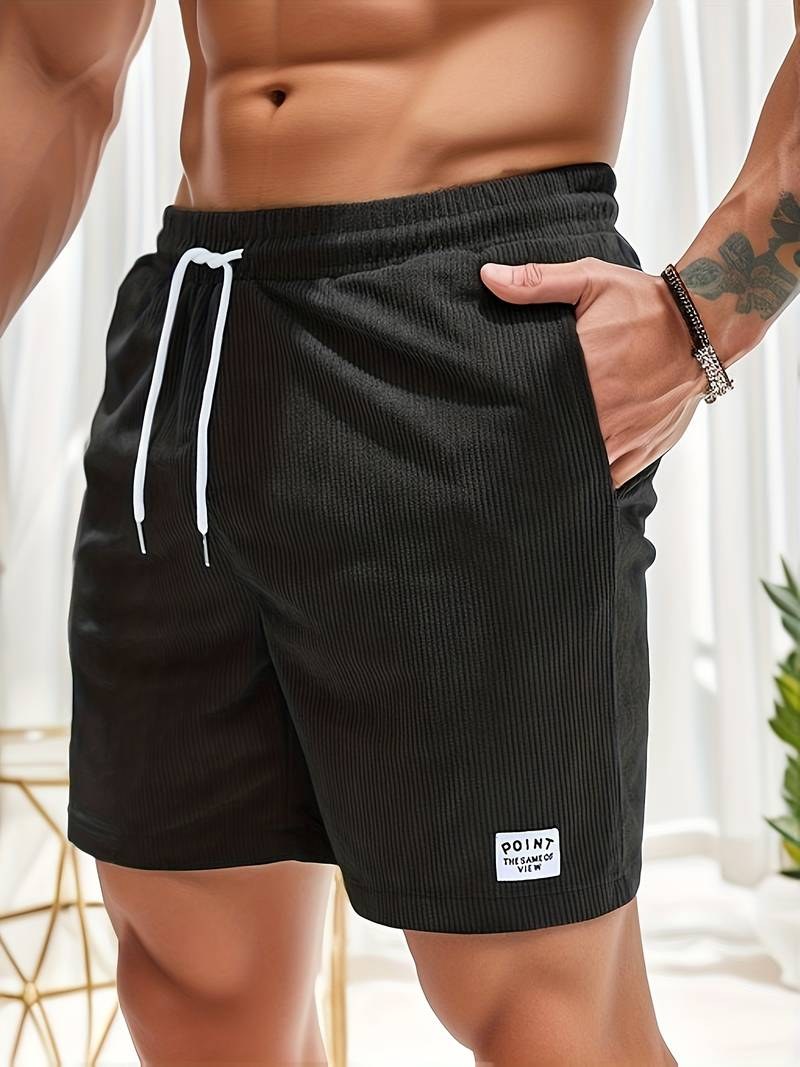 Roan Casual Corduroy Shorts in Black
