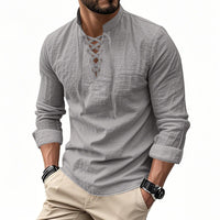 Roan Casual Shirt with Stand Collar in Grey