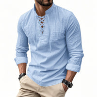 Roan Casual Shirt with Stand Collar in Light Blue