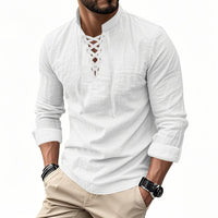 Roan Casual Shirt with Stand Collar in White
