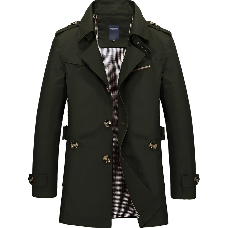 Roan Elegant Trench Coat in Army Green