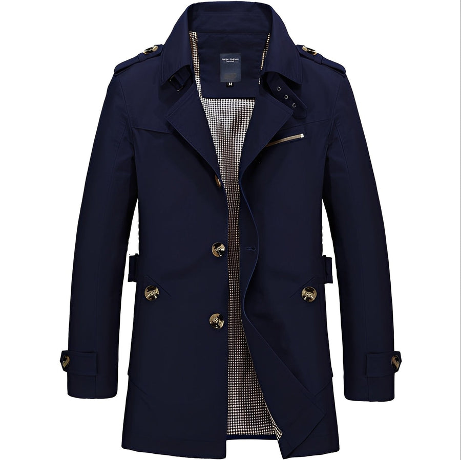 Roan Elegant Trench Coat in Navy