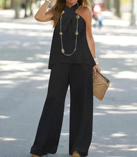 Robin Elegant Set with Wide Leg in Black