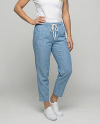 Robin Lightweight Linen Trousers with Drawstring Waist and Side Pockets