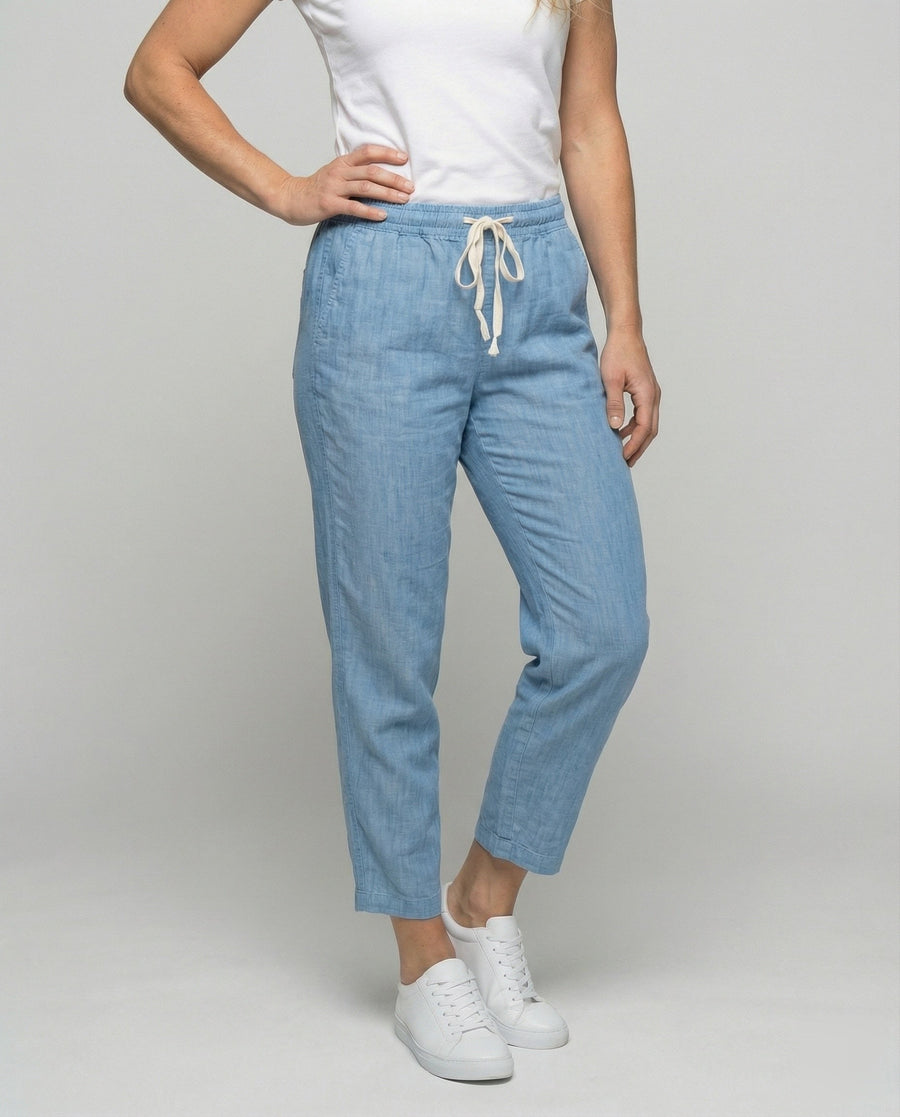 Robin Lightweight Linen Trousers with Drawstring Waist and Side Pockets