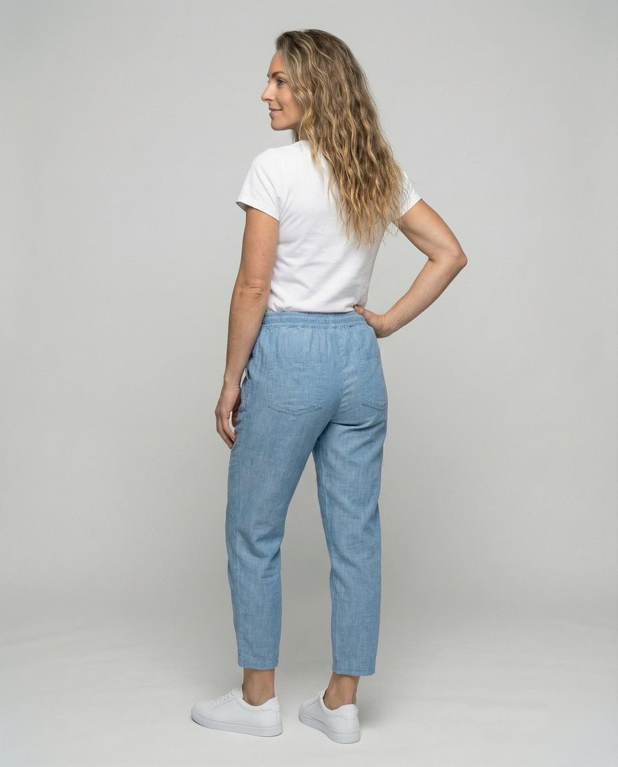 Robin Lightweight Linen Trousers with Drawstring Waist and Side Pockets