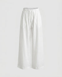 Robin Linen Trousers with Elastic Waist in White