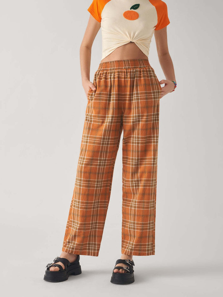 Robin Trousers with Elastic Waist and Checked
