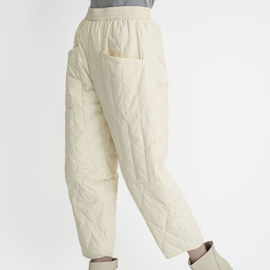 Robin Trousers with Elastic Waist and Pockets in Beige