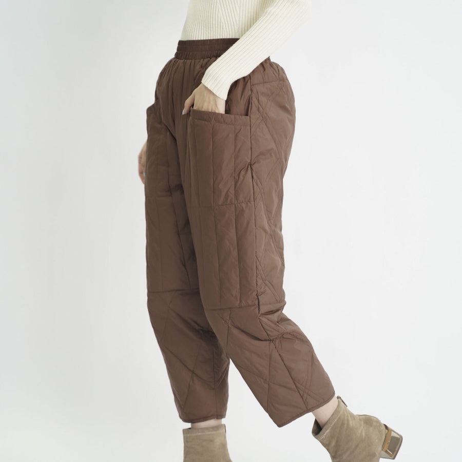 Robin Trousers with Elastic Waist and Pockets in Dark Brown