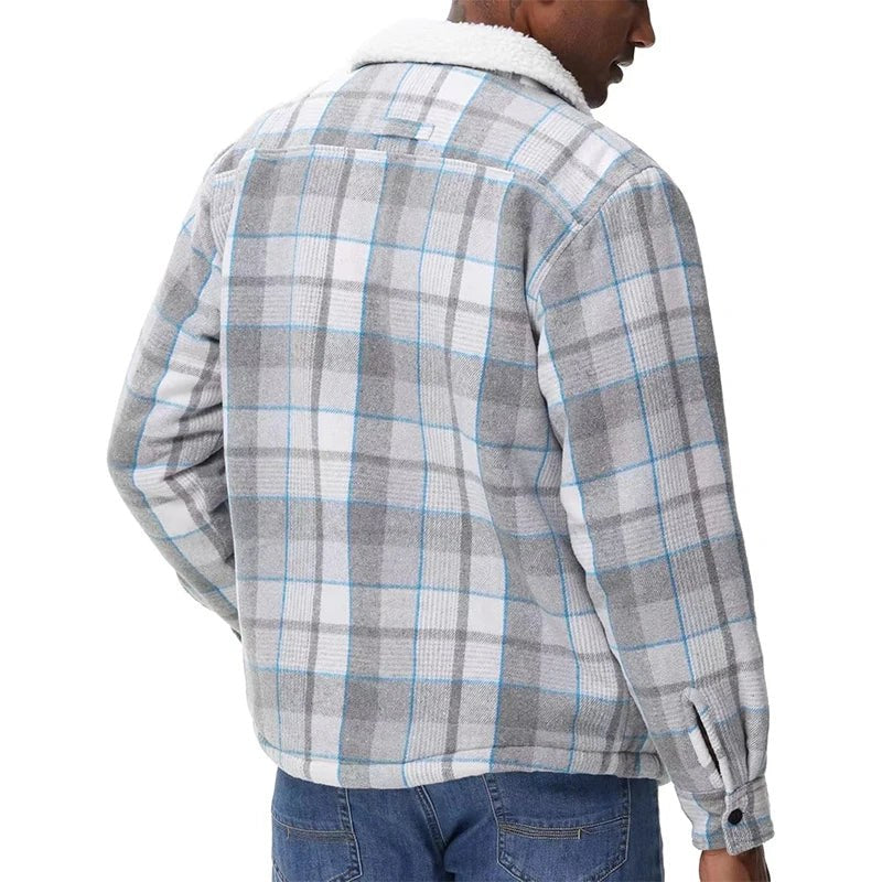 Robinson Sherpa Lined Flannel Jacket in Steel Blue