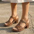 Romara Women's Block Heel Sandals with Roman Cutout
