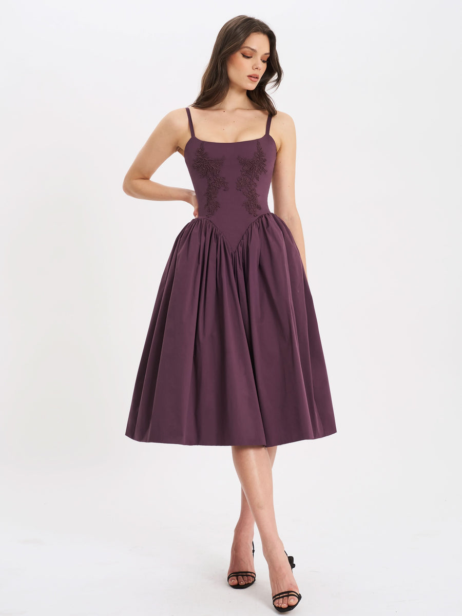 AMARA | LACE-UP MIDI DRESS
