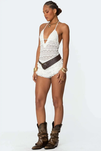 AURELIE | HALTER TIERED MINI ROMPER