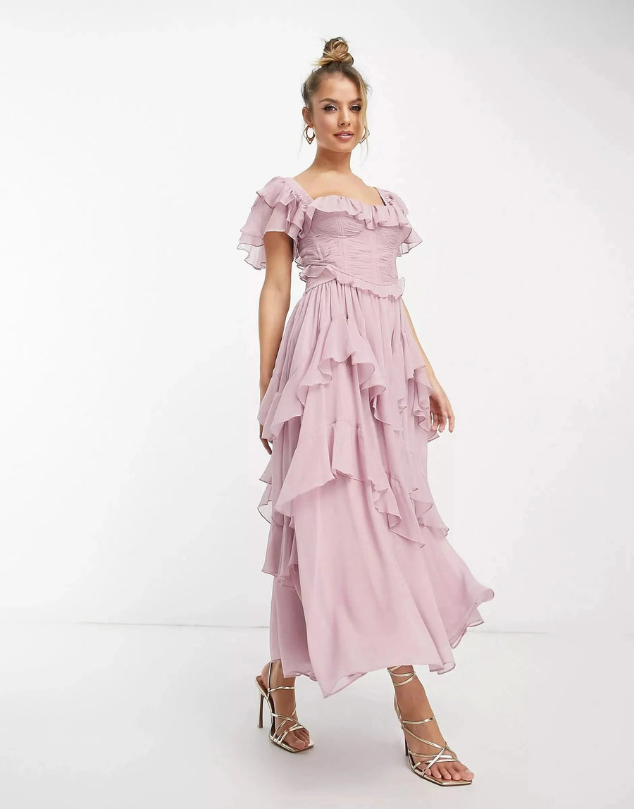 FREYNA | RUFFLE MIDI DRESS