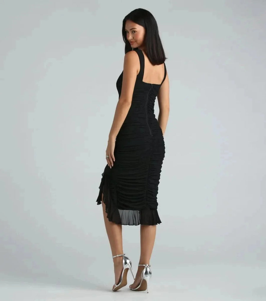 MEEDA | RUFFLE MIDI DRESS