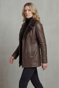 VANESSA | FAUX LEATHER SHEARLING COLLAR ZIP JACKET