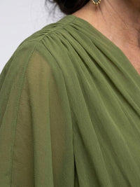 Romilda Women's Draped Waist Tie Midi Dress in Green