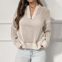 Romy Airy Knit Sweater with Zip Front