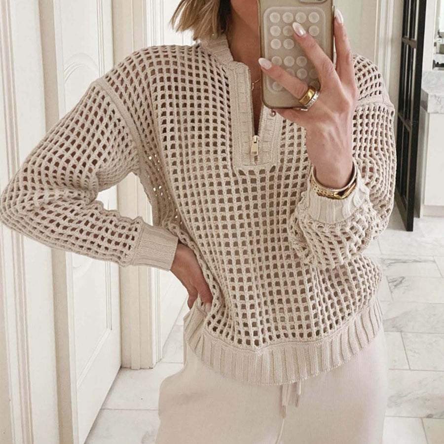 Romy Airy Knit Sweater with Zip Front