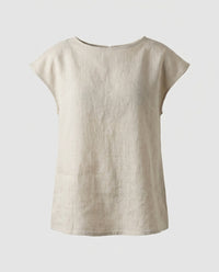 Romy Casual Linen Top in Gebleicht