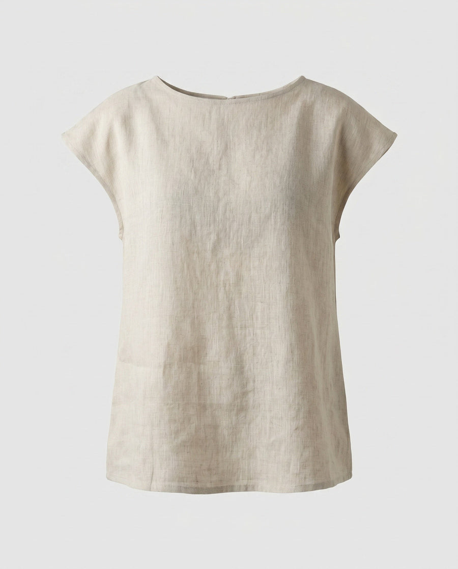 Romy Casual Linen Top in Gebleicht